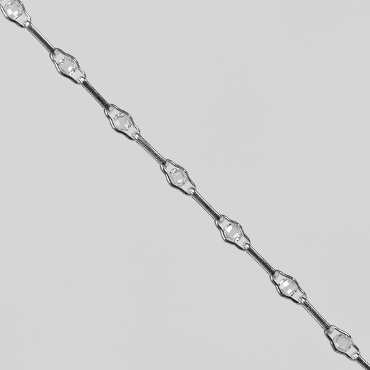 Linda Permanent Jewelry Chain, Round Faceted CZ with Long Links, Available in Sterling Silver