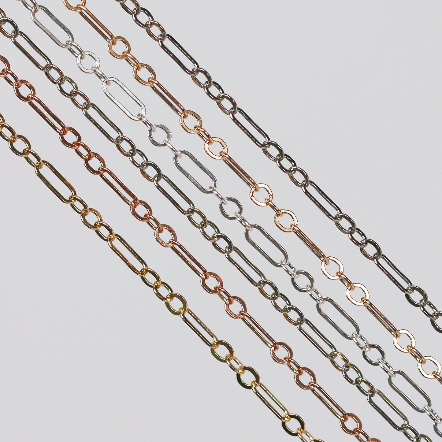 Marlee Permanent Jewelry Chain, Cable Paperclip Design, Long and Short Links, Available in Gold Options and Silver