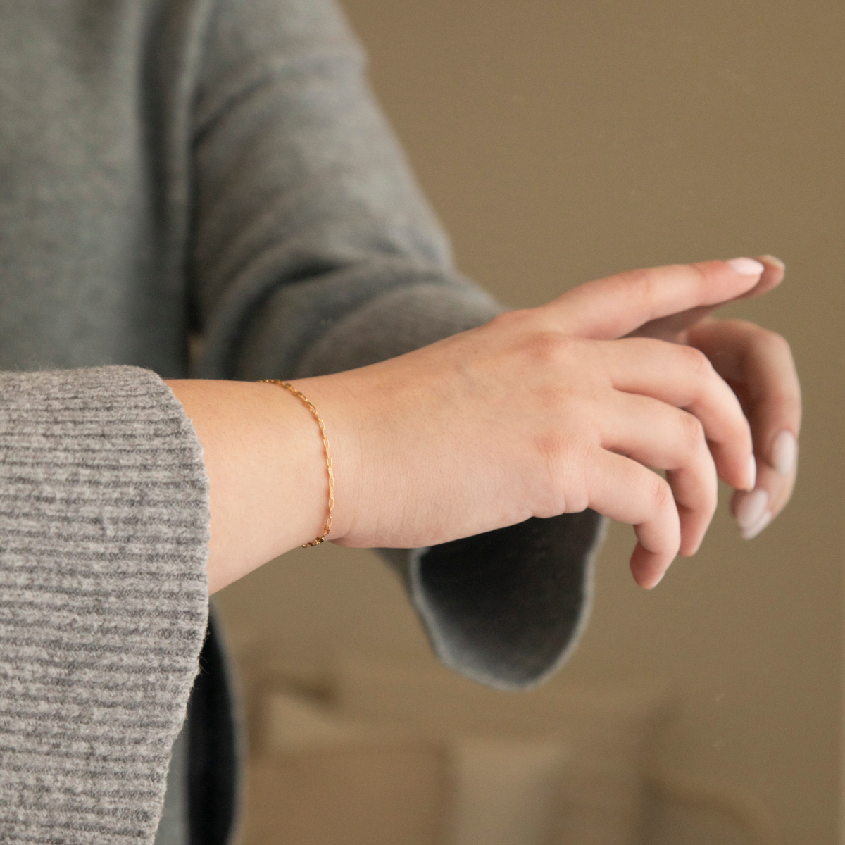 Megan Permanent Jewelry Chain, Alternating Paperclip Shiny Square Texture Links, Available in Sterling Silver and Gold Filled