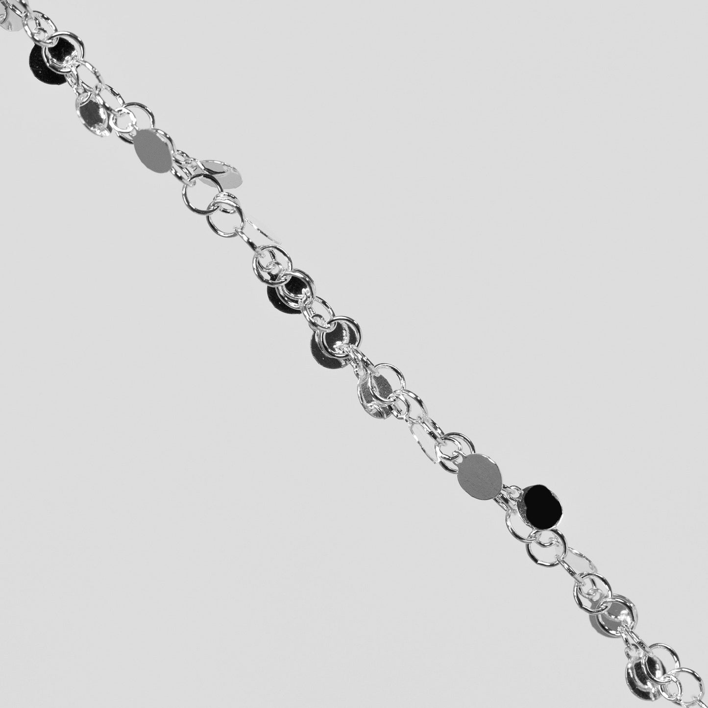 Melody Permanent Jewelry Chain, Round Rolo Links with 4mm Hanging Discs, Available in Sterling Silver