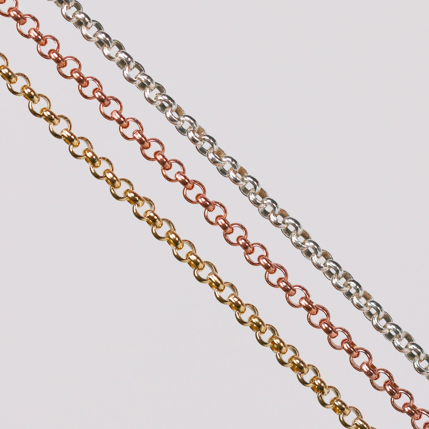 Nicole Permanent Jewelry Chain, Rolo Design, Uniform Round Links, Available in Gold Filled and Silver