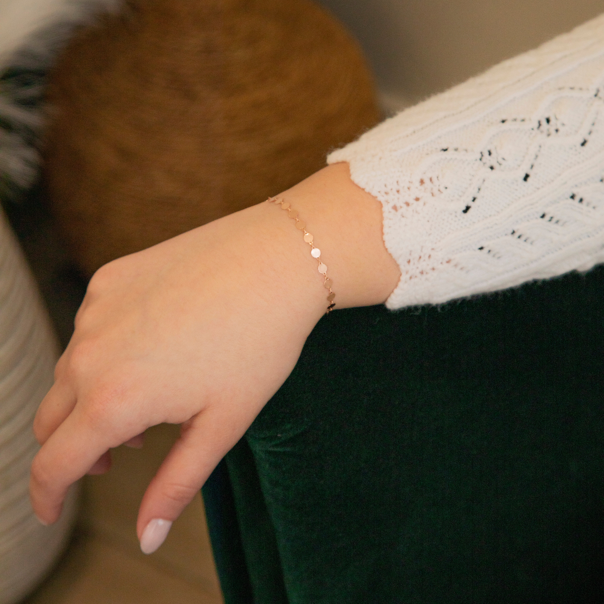 Rachel Permanent Jewelry Chain, Continuous Disk Design, Available in Silver and Gold-Filled Options
