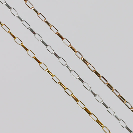 Sarah Permanent Jewelry Chain, Rolo Design, Long Links, Available in Gold Options and Silver