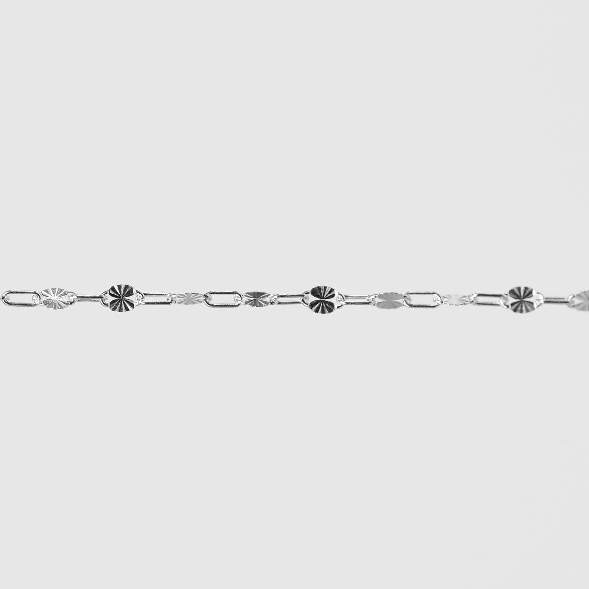 Oakley Permanent Jewelry Chain, Alternating Paperclip and Plain Starburst Links, Available in Sterling Silver and Gold Filled