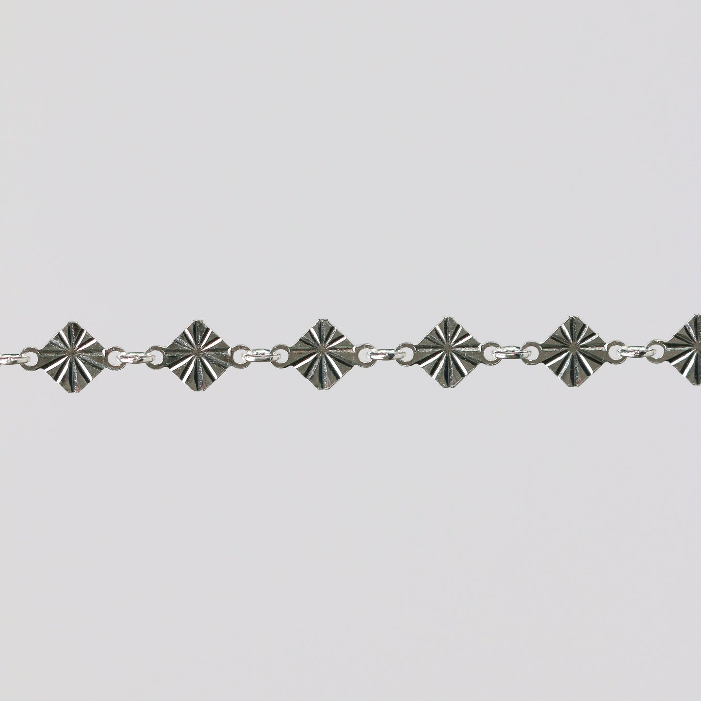 Antonella Permanent Jewelry Chain, Diamond Disc Design, Rolo Links, Available in Sterling Silver