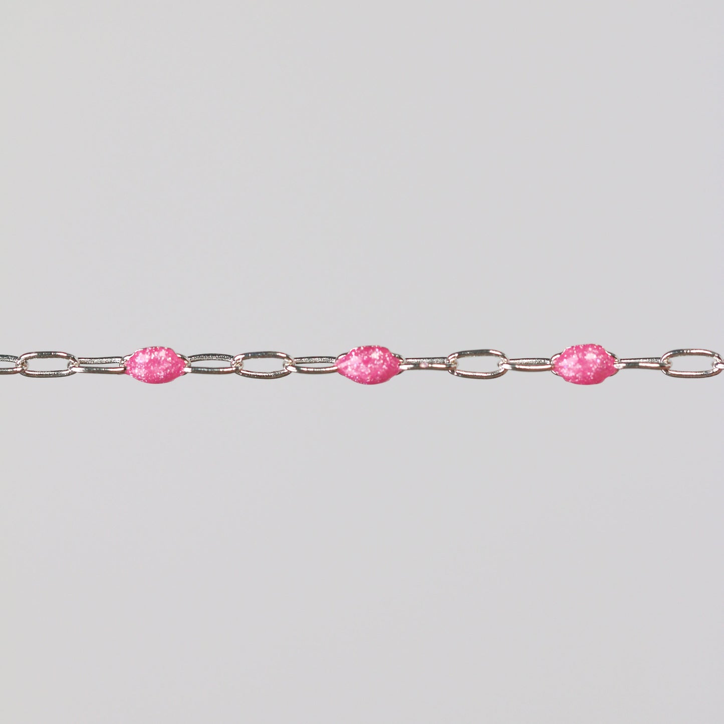 Silvia Permanent Jewelry Chain, White Enamel Design, Cable Links, Available in Gold Filled and Sterling Silver