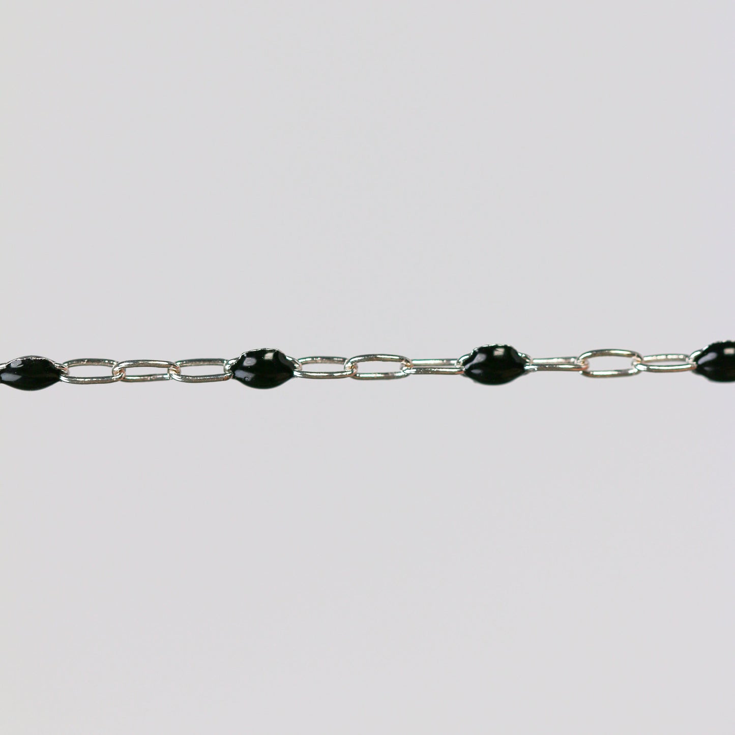 Silvia Permanent Jewelry Chain, White Enamel Design, Cable Links, Available in Gold Filled and Sterling Silver