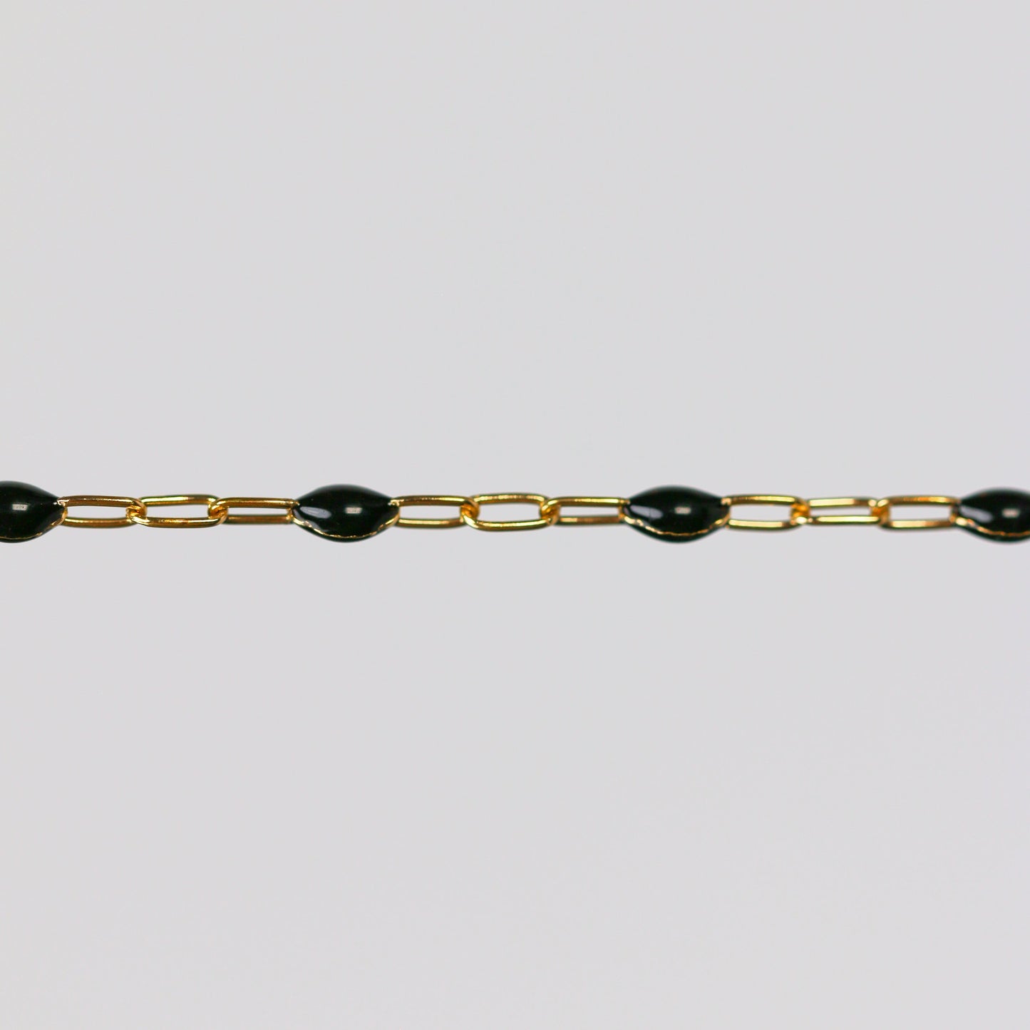 Ilaria Permanent Jewelry Chain, Black Enamel Design, Cable Links, Available in Gold Filled and Sterling Silver