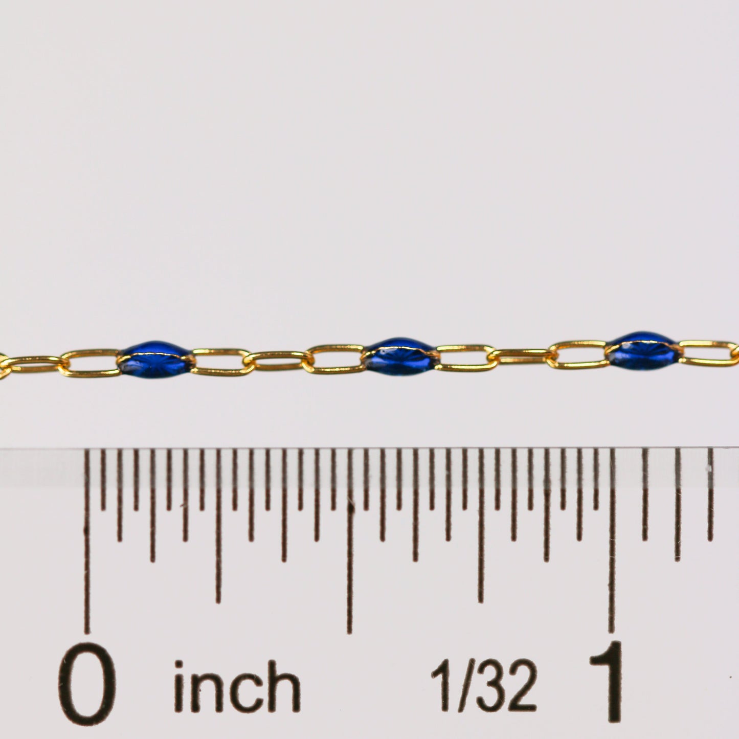 Fabiana Permanent Jewelry Chain, Blue Enamel Design, Cable Links, Available in Gold Filled and Sterling Silver