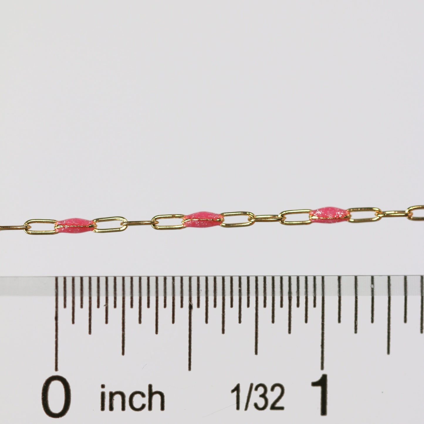 Lavinia Permanent Jewelry Chain, Pink Enamel Design, Cable Links, Available in Gold Filled and Sterling Silver