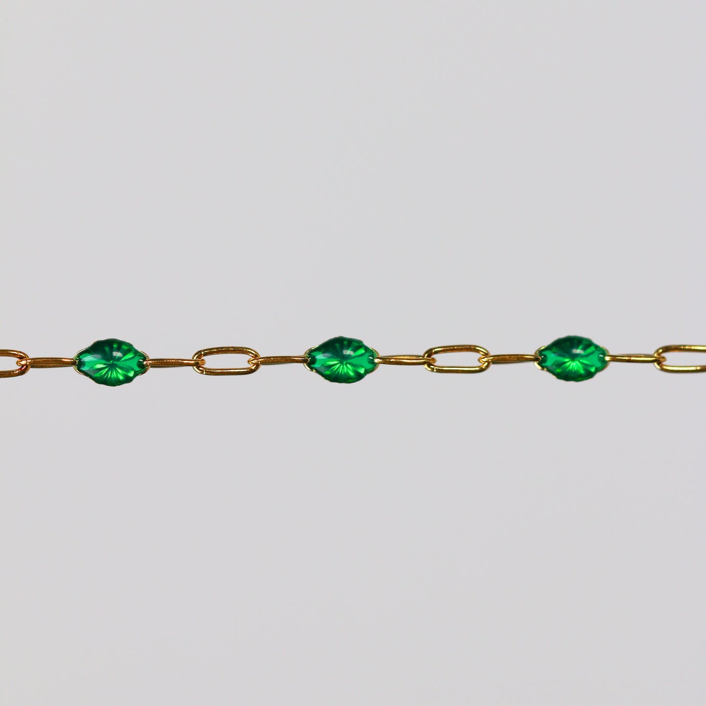 Silvia Permanent Jewelry Chain, White Enamel Design, Cable Links, Available in Gold Filled and Sterling Silver