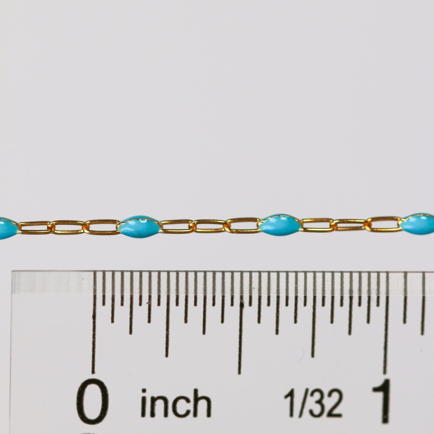 Nadia Permanent Jewelry Chain, Turquoise Enamel Design, Cable Links, Available in Gold Filled and Sterling Silver