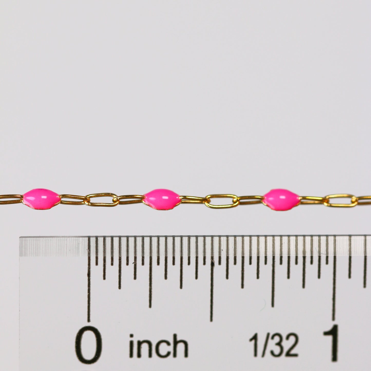 Leonora Permanent Jewelry Chain, Rose Enamel Design, Cable Links, Available in Gold Filled and Sterling Silver
