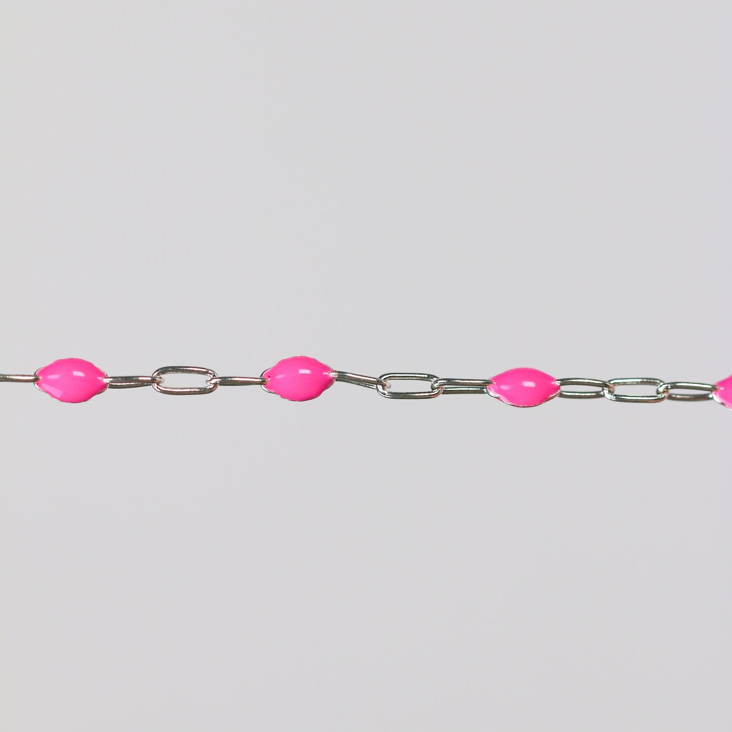 Silvia Permanent Jewelry Chain, White Enamel Design, Cable Links, Available in Gold Filled and Sterling Silver