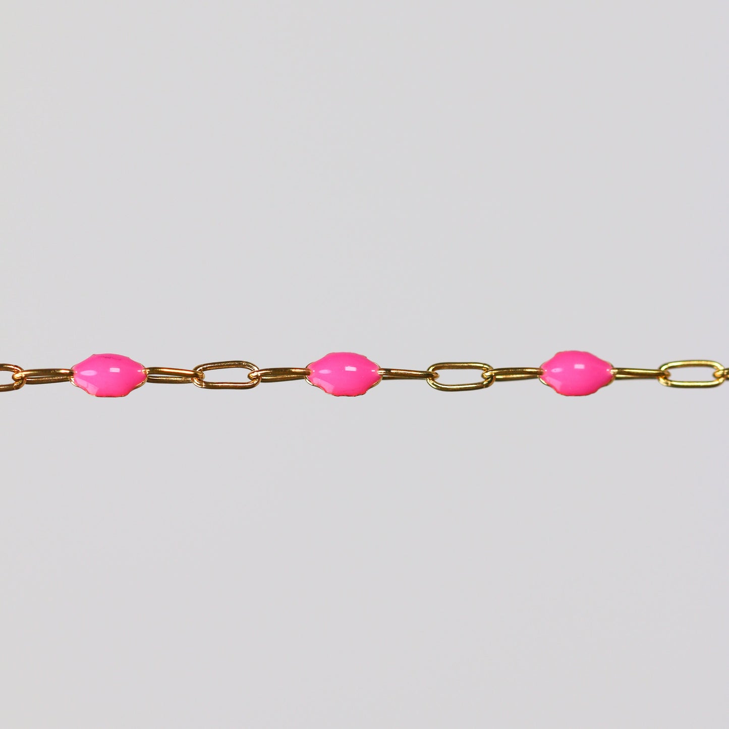 Silvia Permanent Jewelry Chain, White Enamel Design, Cable Links, Available in Gold Filled and Sterling Silver