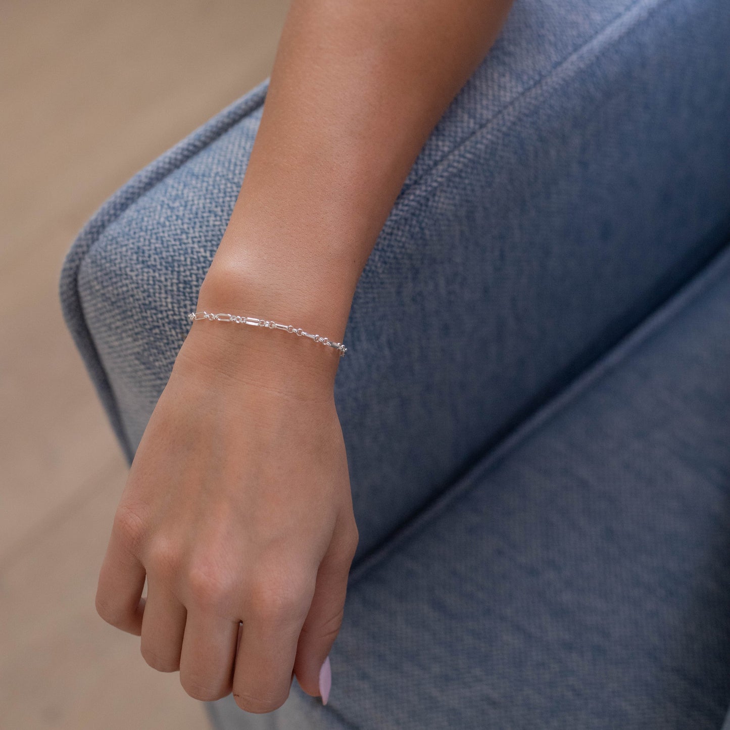 Beatrice Permanent Jewelry Chain, Rolo Design, Long and Short Links, Available in Sterling Silver