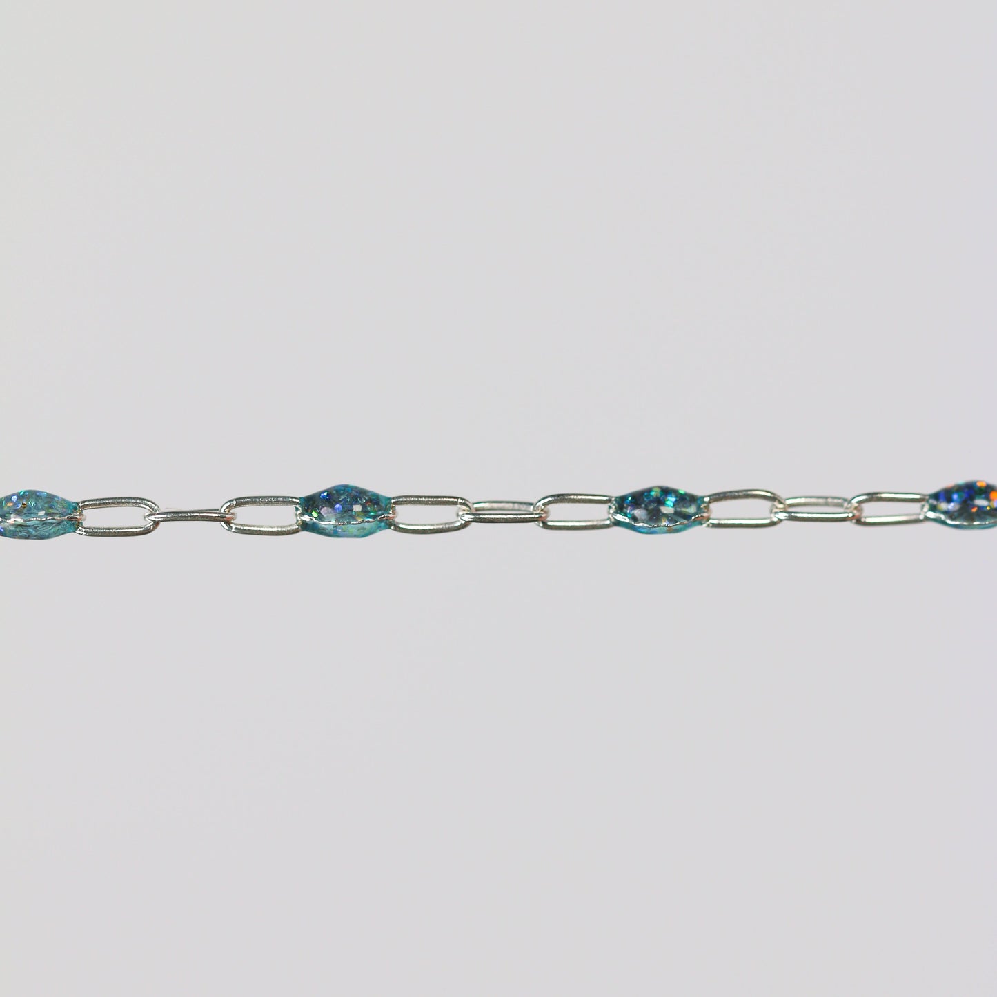 Benedetta Permanent Jewelry Chain, Opal Enamel Design, Cable Links, Available in Gold Filled and Sterling Silver
