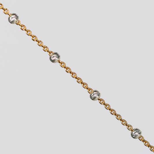 Teresa Permanent Jewelry Chain, Silver Bead Design, Cable Links, Available in Gold Filled with Sterling Silver Beads