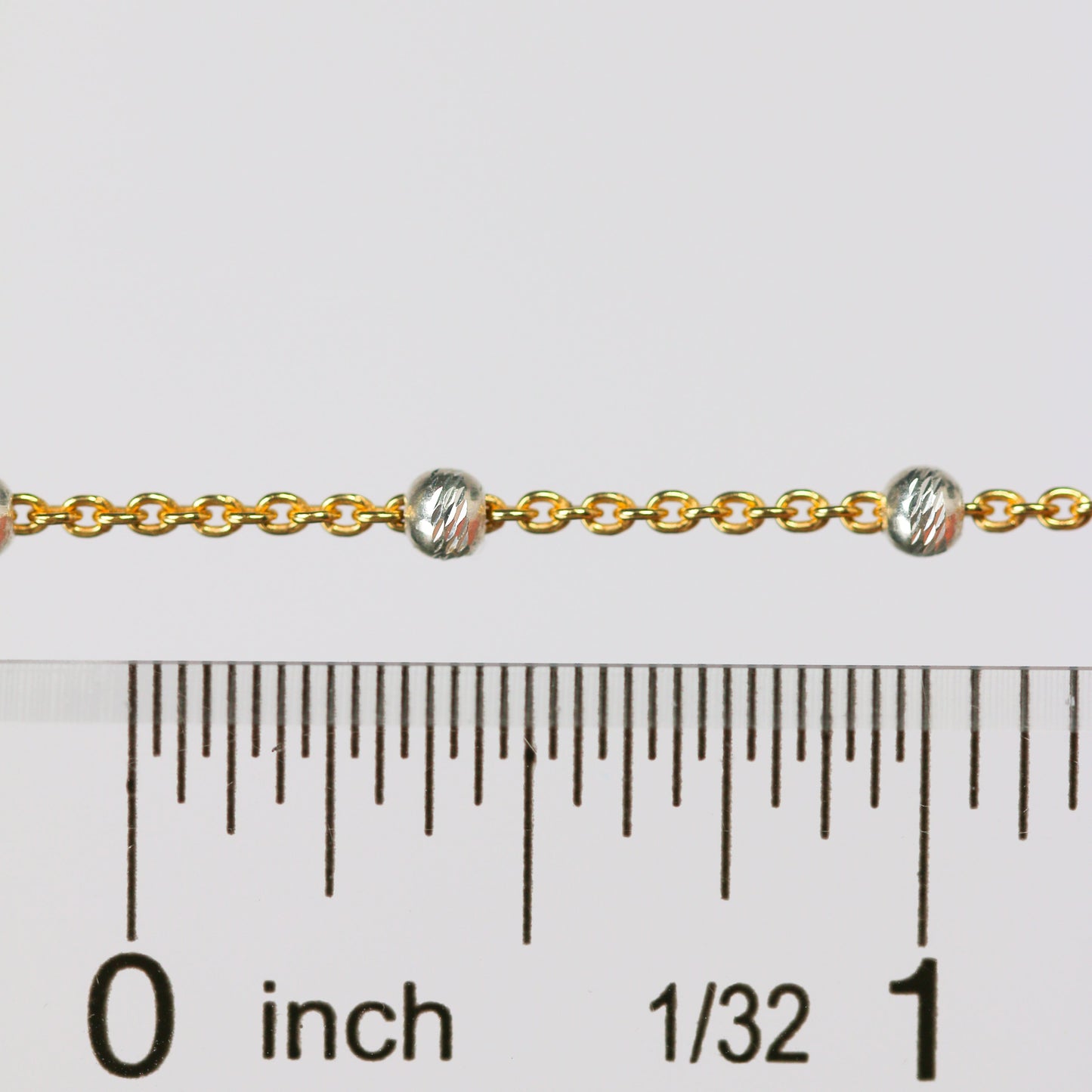 Teresa Permanent Jewelry Chain, Silver Bead Design, Cable Links, Available in Gold Filled with Sterling Silver Beads