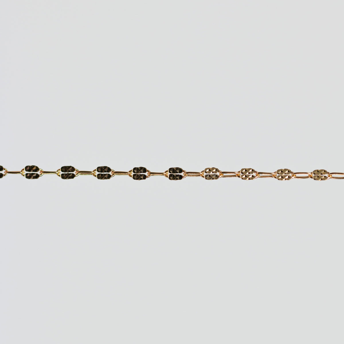 Megan Permanent Jewelry Chain, Alternating Paperclip Shiny Square Texture Links, Available in Sterling Silver and Gold Filled