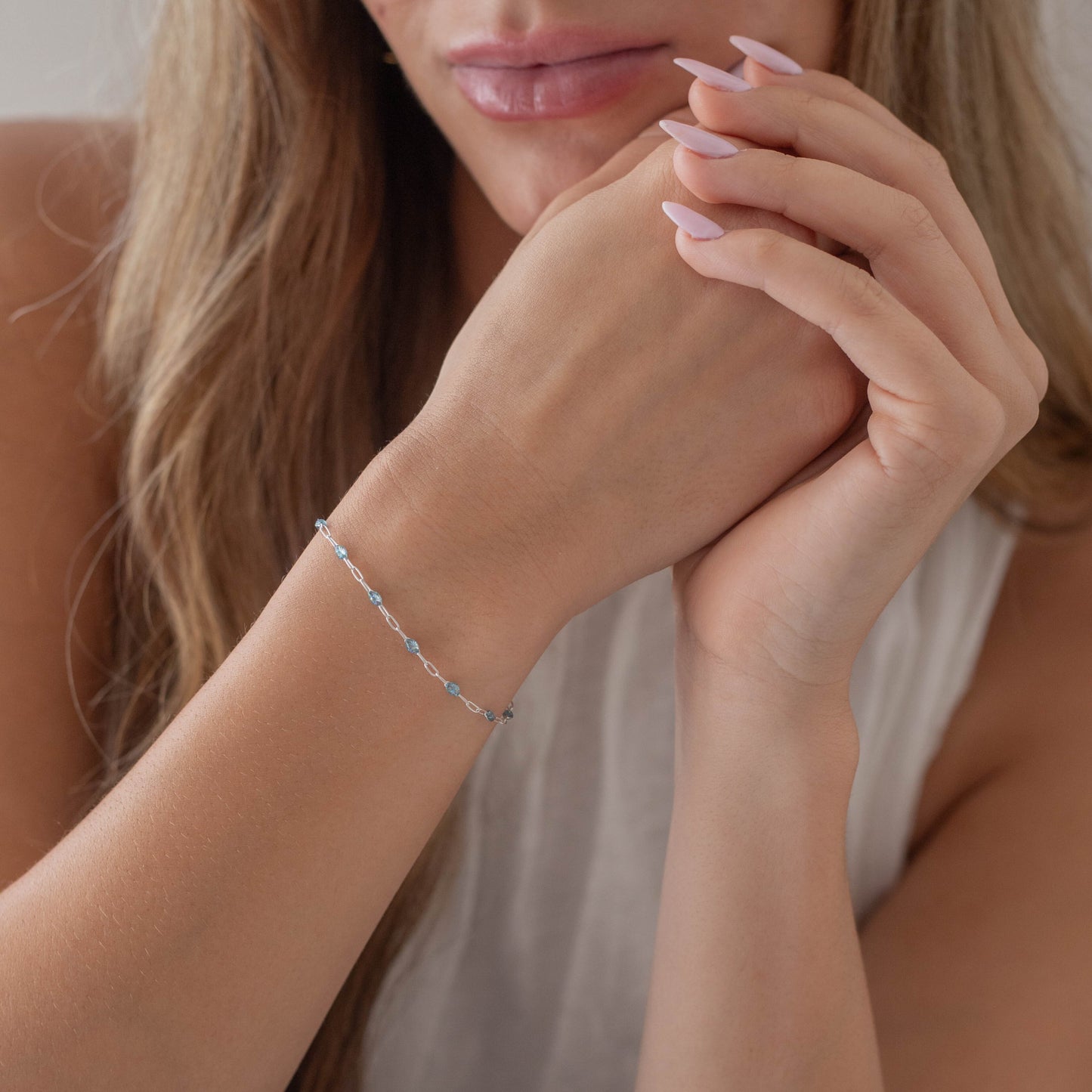 Benedetta Permanent Jewelry Chain, Opal Enamel Design, Cable Links, Available in Gold Filled and Sterling Silver