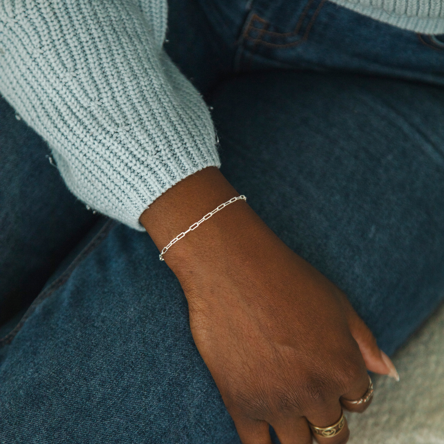 Leah Permanent Jewelry Chain, Cable Design, Alternating Smooth and Oval Links, Available in Silver