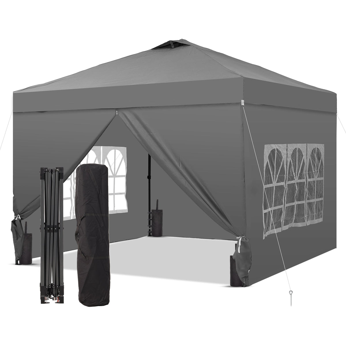 10x10 Canopy Tent with Sidewalls for Jewelry Vendors with One Push Setup and Weighted Sandbags