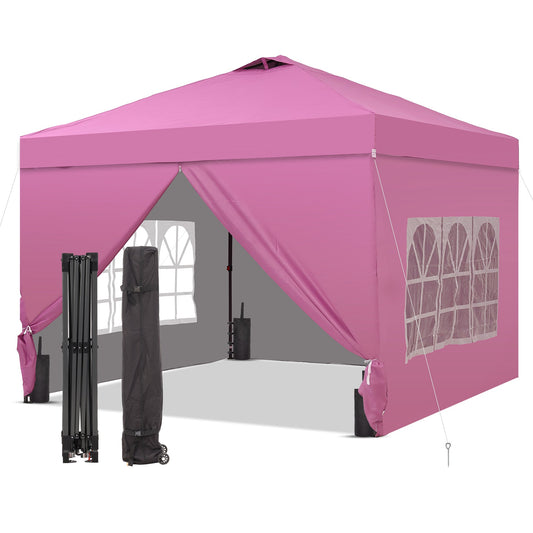 10x10 Canopy Tent with Sidewalls for Jewelry Vendors with One Push Setup and Weighted Sandbags