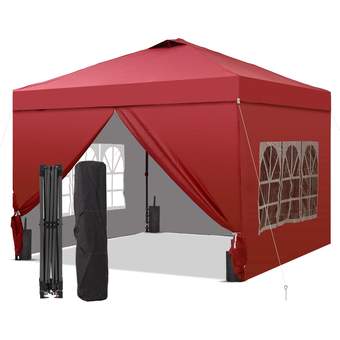 10x10 Canopy Tent with Sidewalls for Jewelry Vendors with One Push Setup and Weighted Sandbags