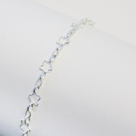 Stella Permanent Jewelry Chain, Star Design, Alternating Oval Links, Available in Gold Filled and Sterling Silver