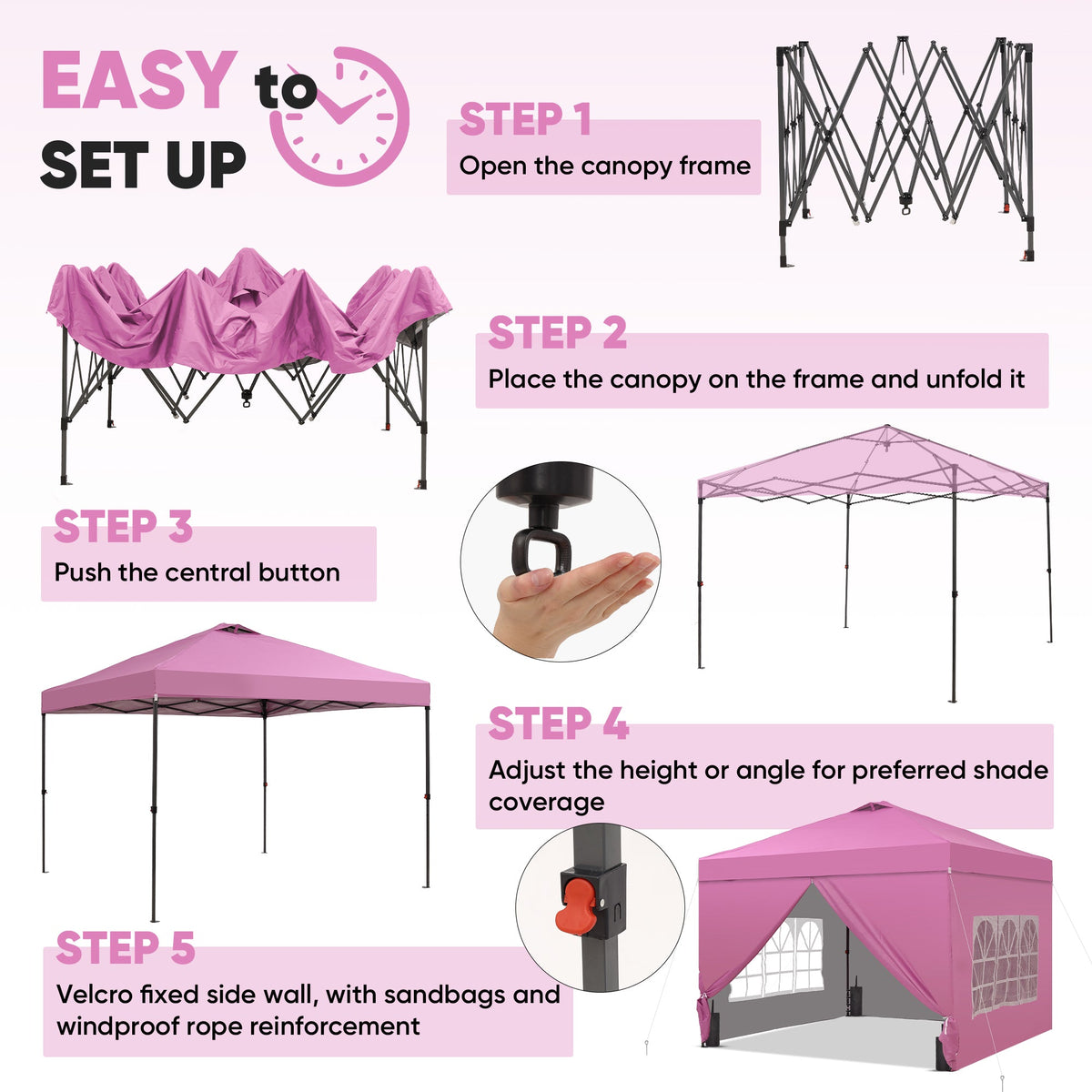 12x12 Jewelry Vendor Pop Up Canopy Tent + Sidewalls with One Push Setup, Weighted Sandbags